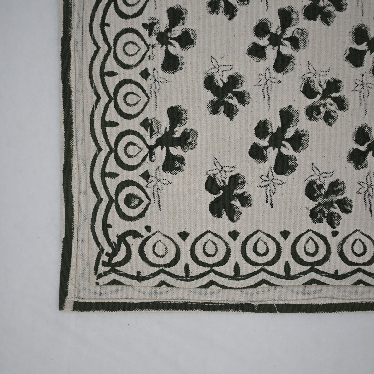 Olra Jet Black Cotton Table Runner