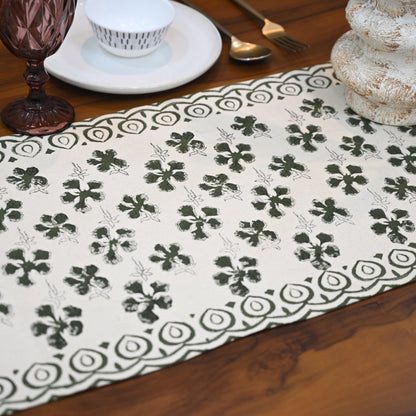 Olra Jet Black Cotton Table Runner