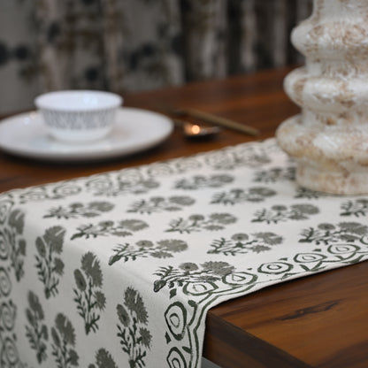 Nevas Slate Cotton Table Runner