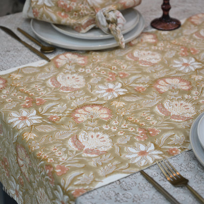 Nalev Peach Cotton Table Runner