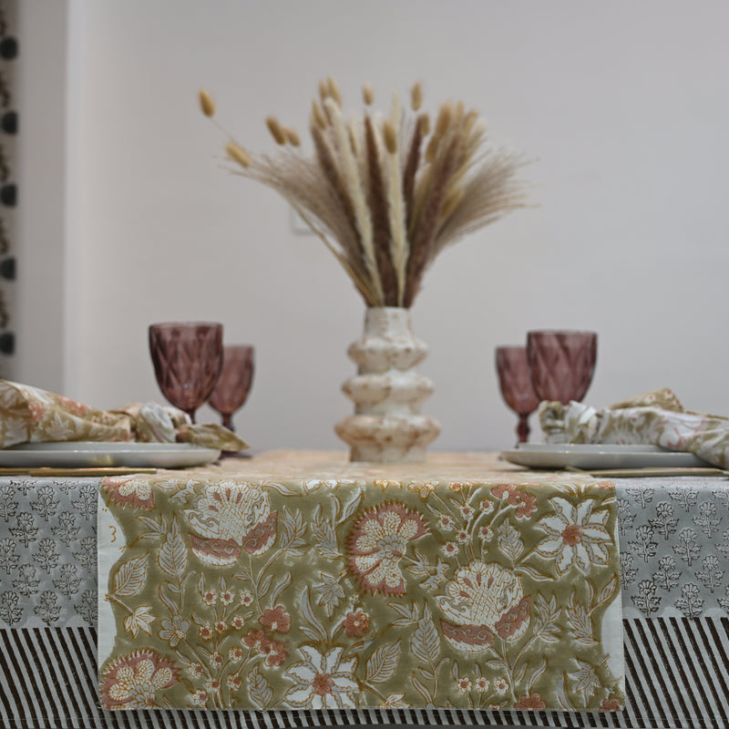 Nalev Peach Cotton Table Runner