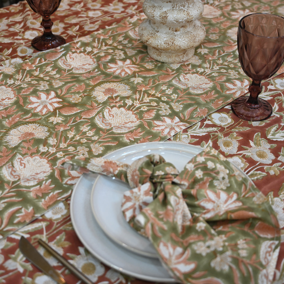 Nalev Terracotta Cotton Table Runner