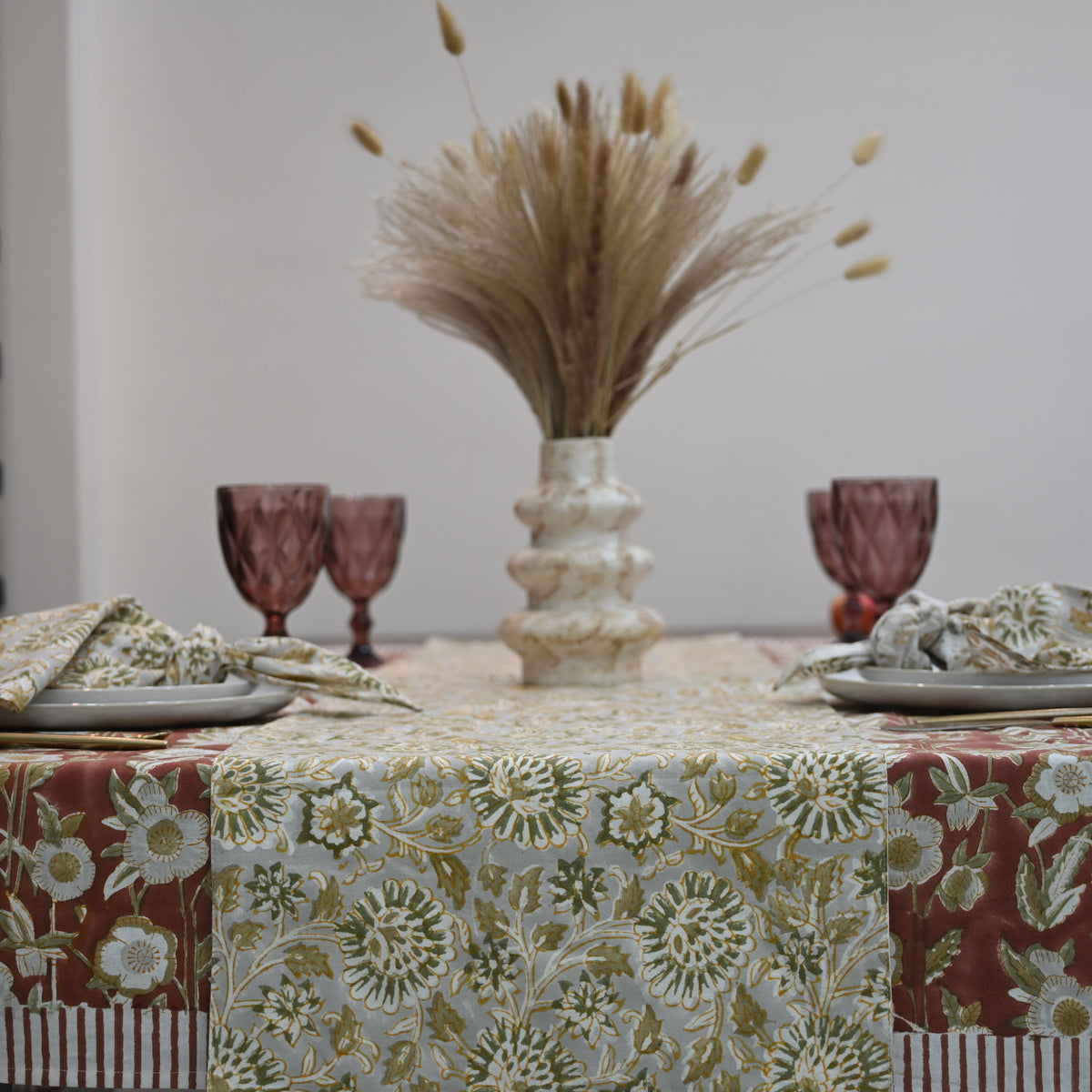 Aroiv Ochre Cotton Table Runner