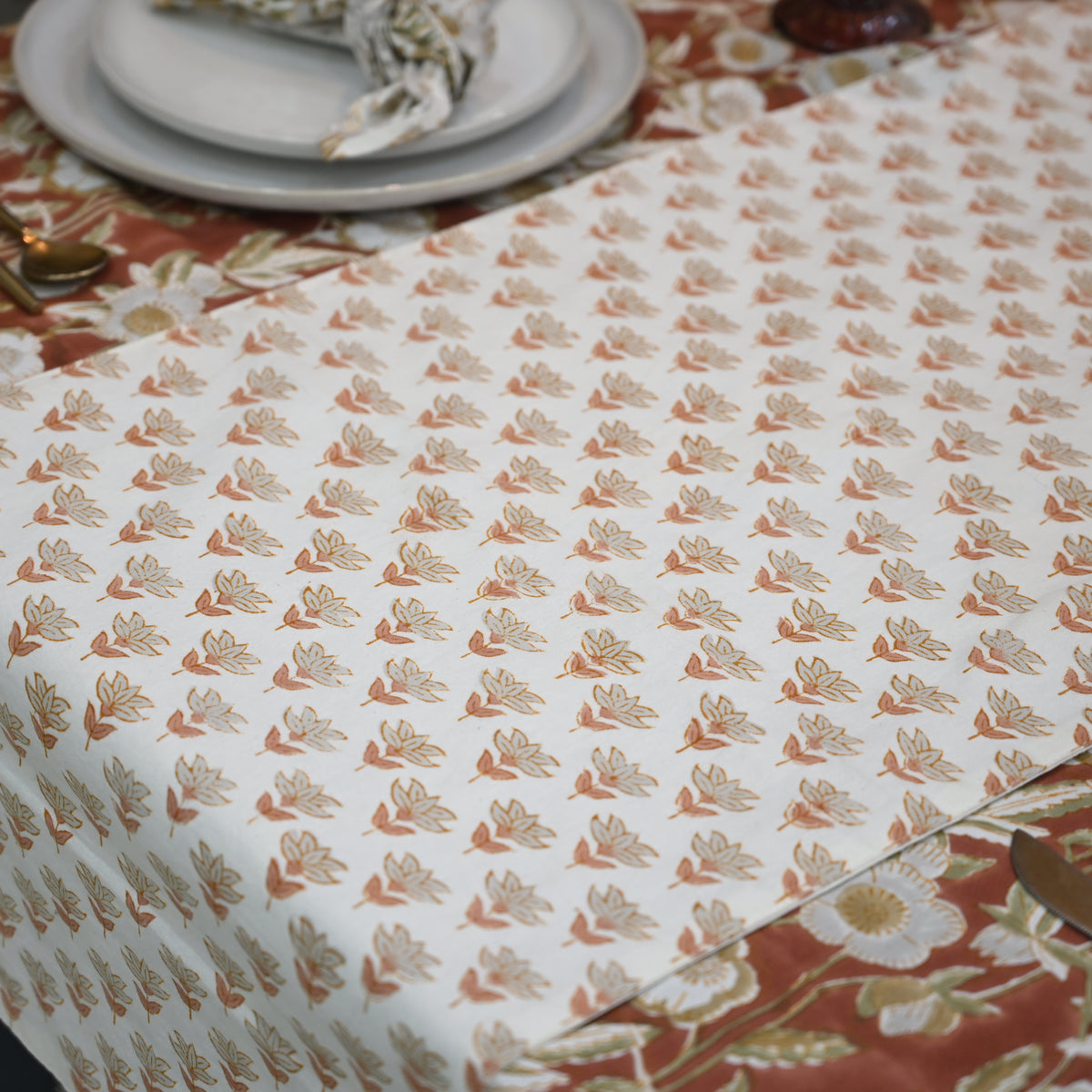 Oriak Blush Pink Cotton Table Runner
