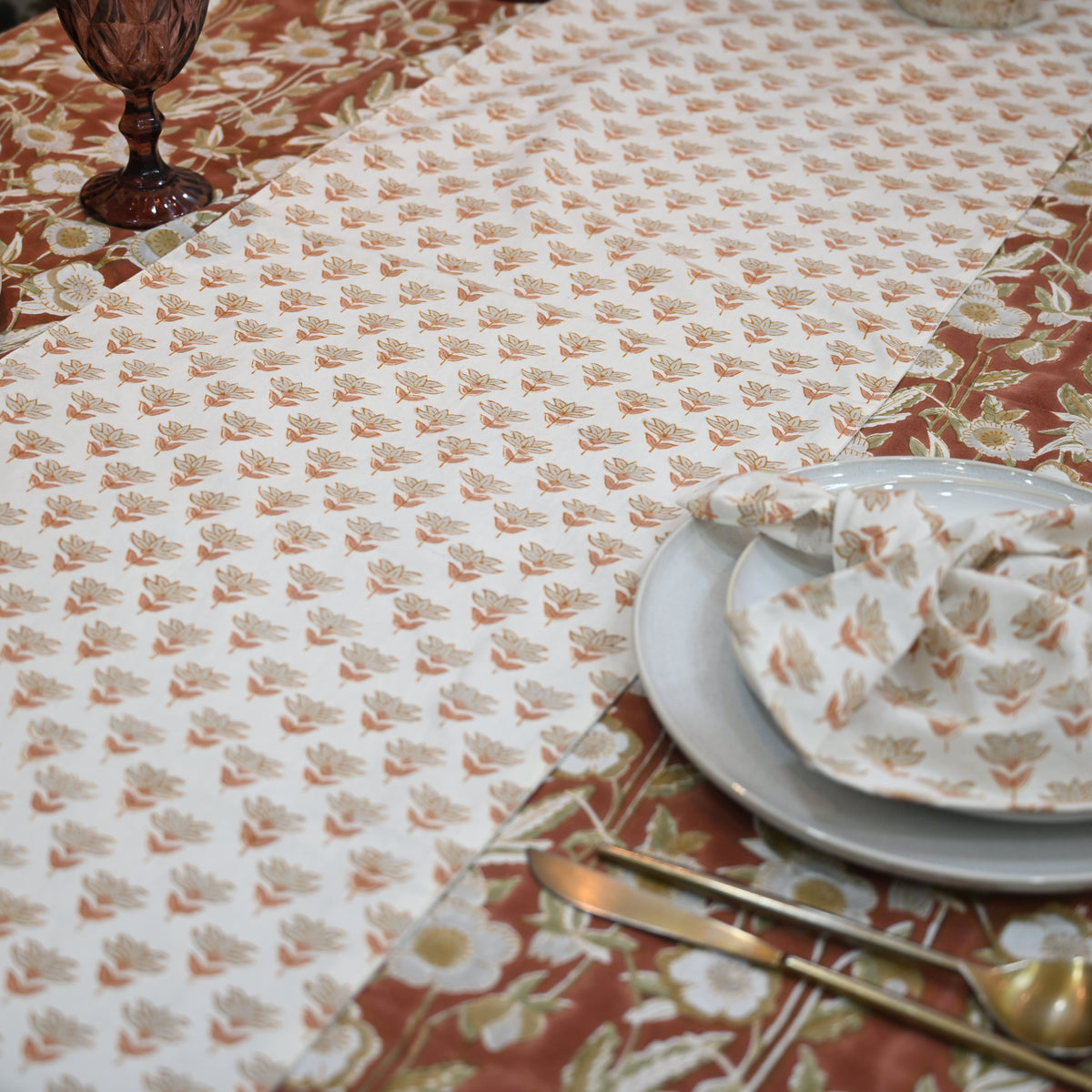 Oriak Blush Pink Cotton Table Runner