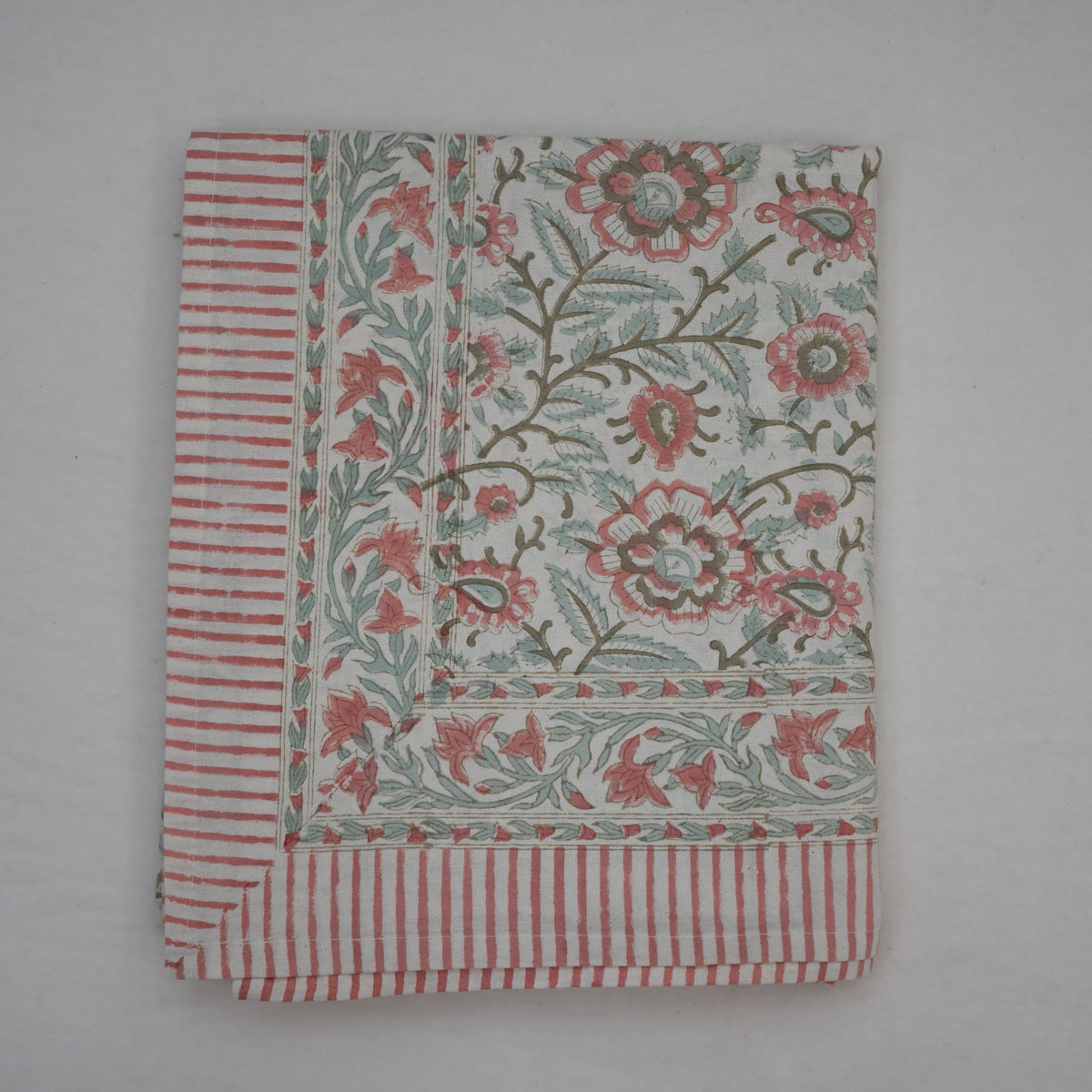 Nexoa Dusty Rose Cotton Tablecloth - Two Border