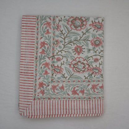 Nexoa Dusty Rose Cotton Tablecloth - Two Border