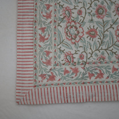 Nexoa Dusty Rose Cotton Tablecloth - Two Border