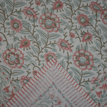 Nexoa Dusty Rose Cotton Tablecloth - Two Border