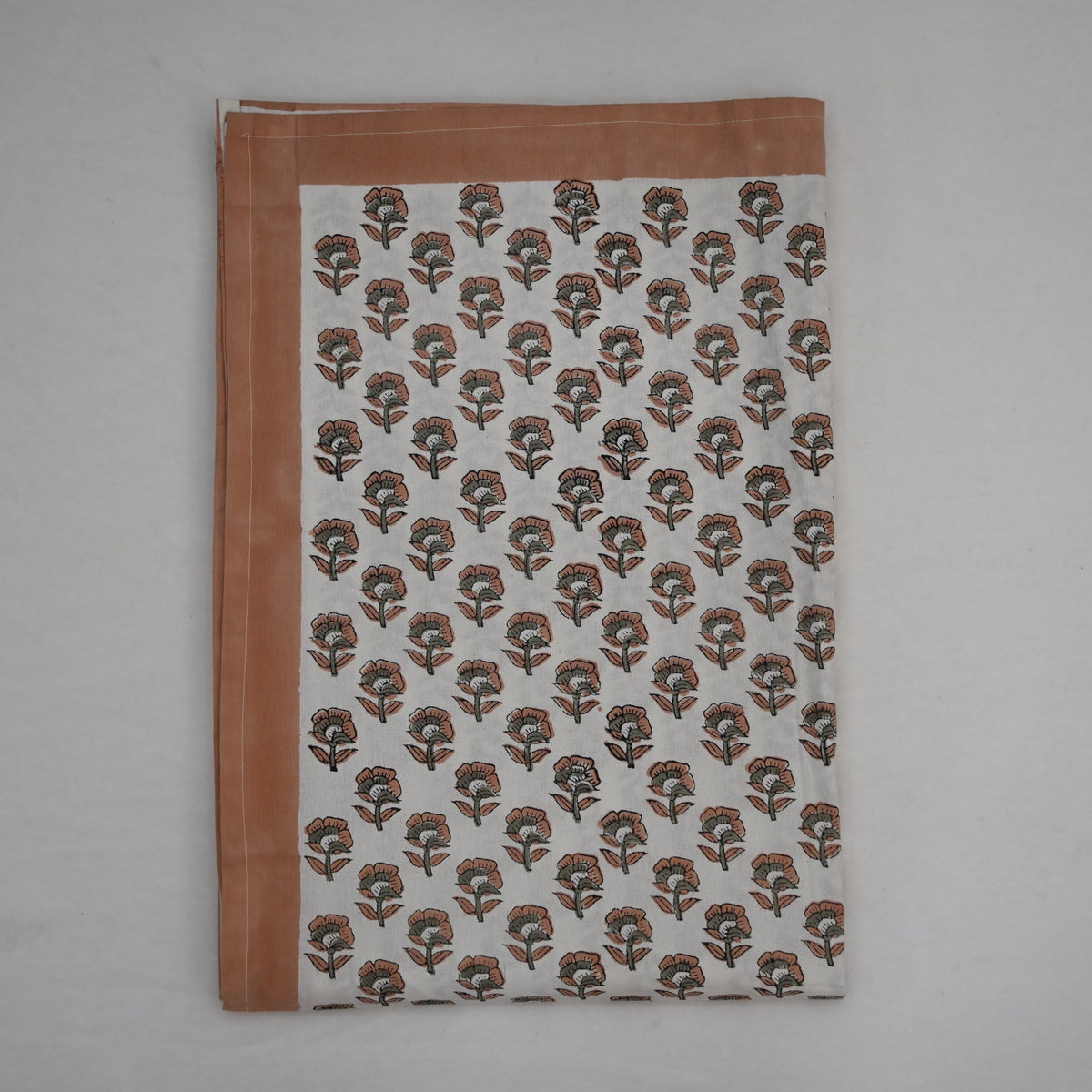 Rotceh  Peach  Cotton Tablecloth - Single Border