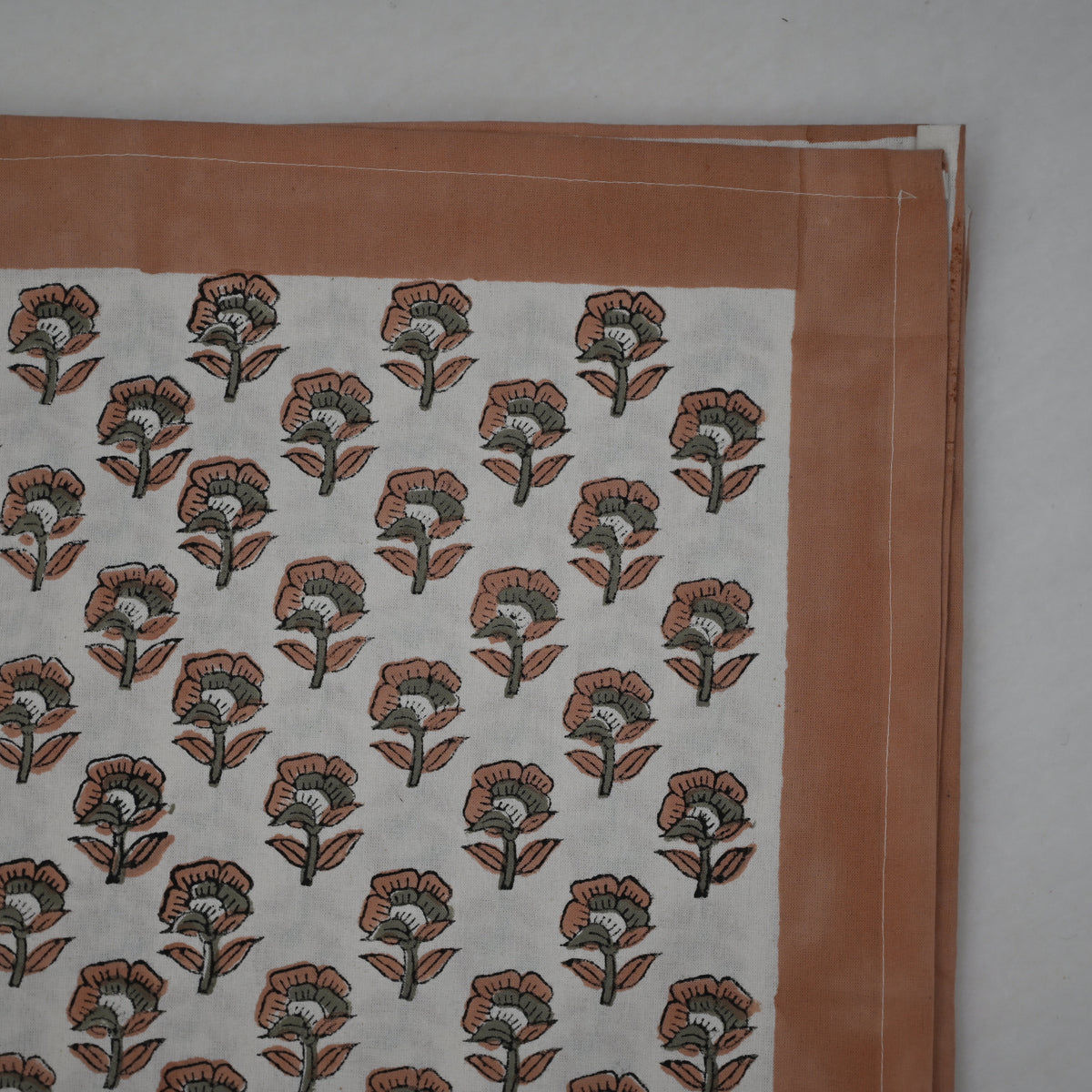Rotceh  Peach  Cotton Tablecloth - Single Border