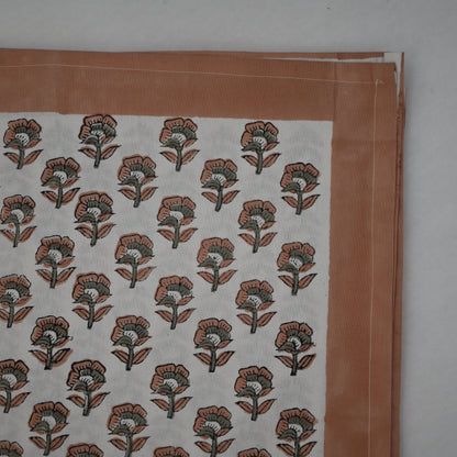 Rotceh  Peach  Cotton Tablecloth - Single Border