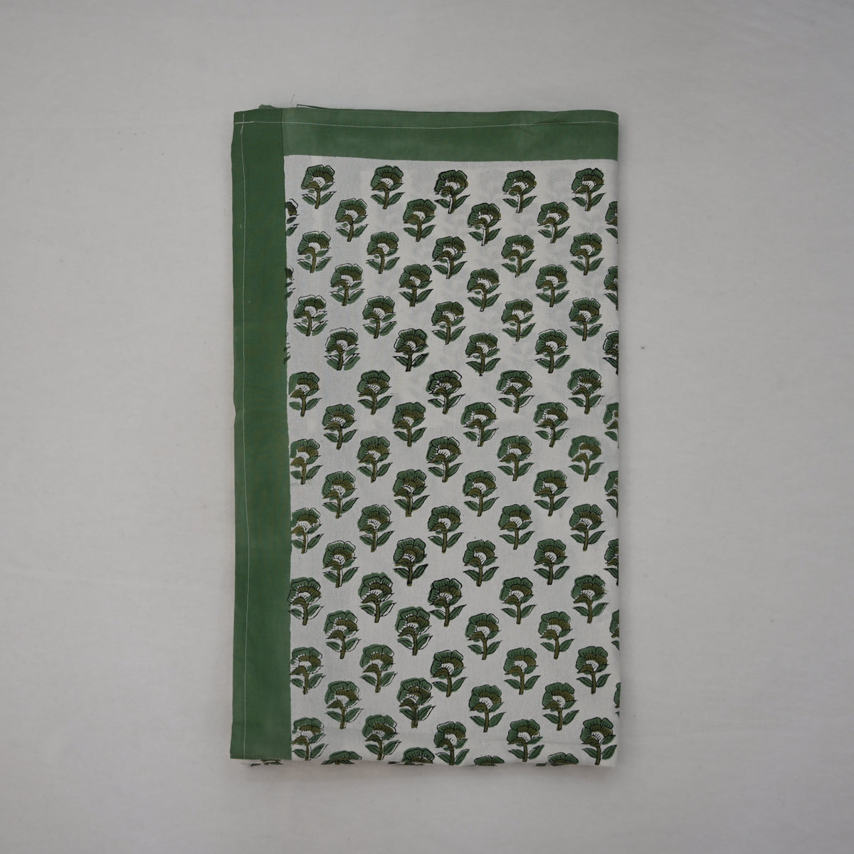 Rotceh Olive Green Cotton Tablecloth - Single Border
