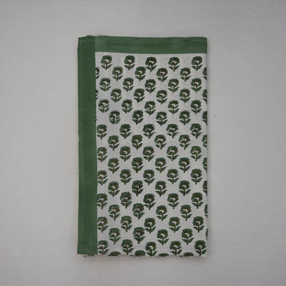 Rotceh Olive Green Cotton Tablecloth - Single Border