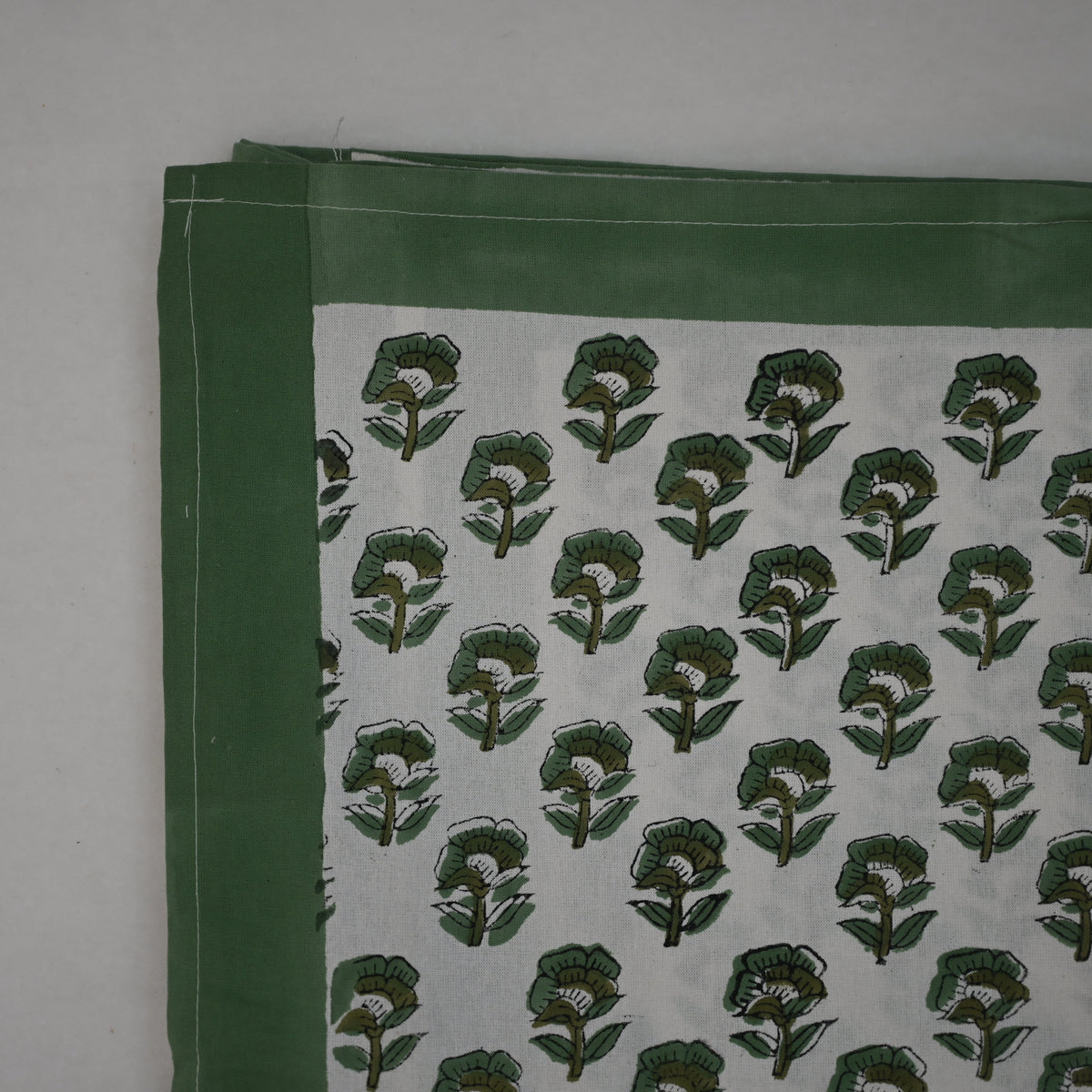 Rotceh Olive Green Cotton Tablecloth - Single Border