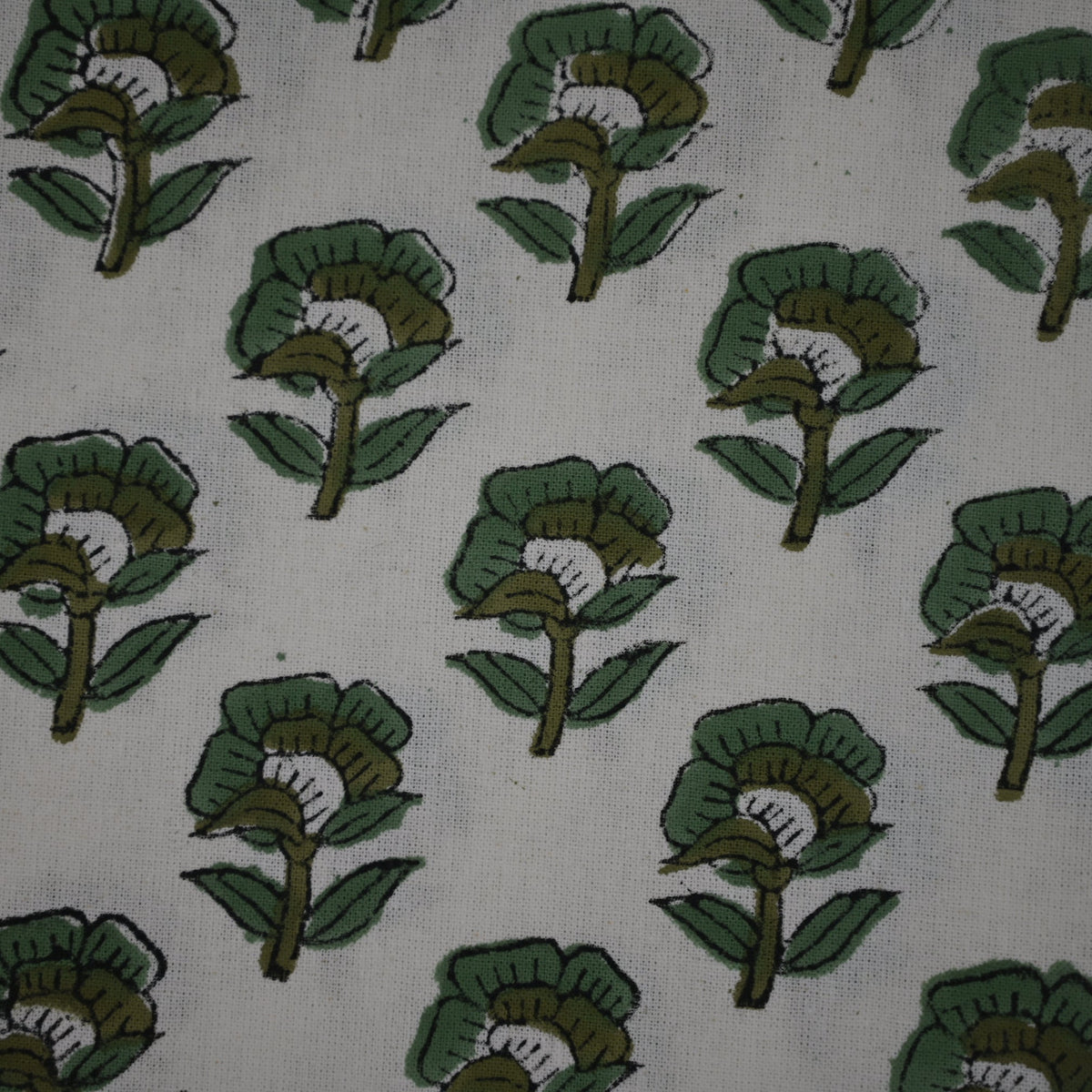 Rotceh Olive Green Cotton Tablecloth - Single Border