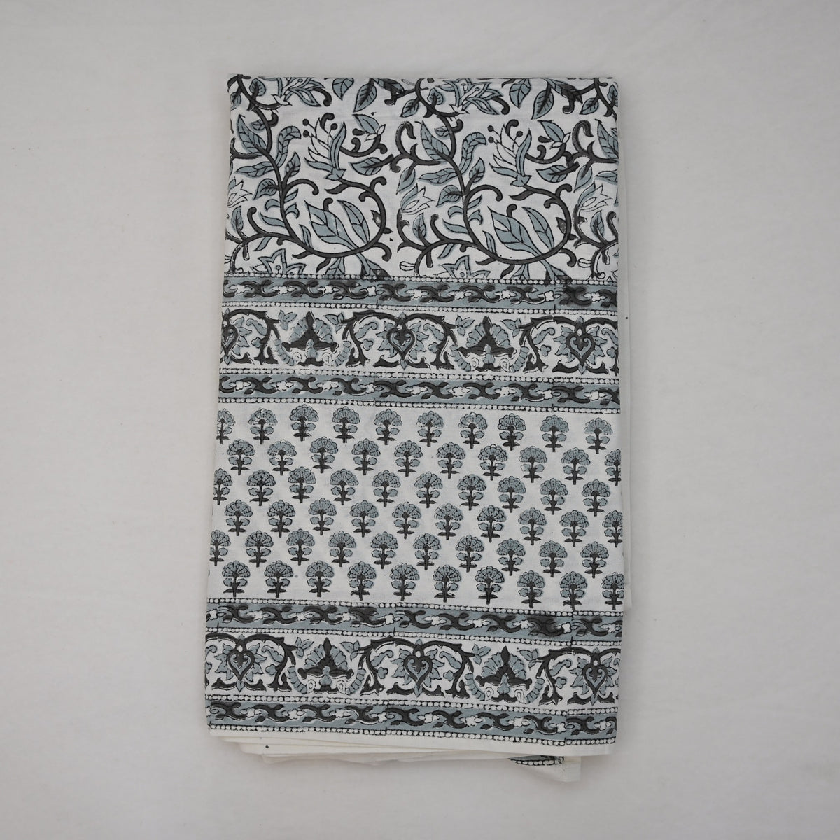 Terry Greyish-Black Cotton Tablecloth - Three Border