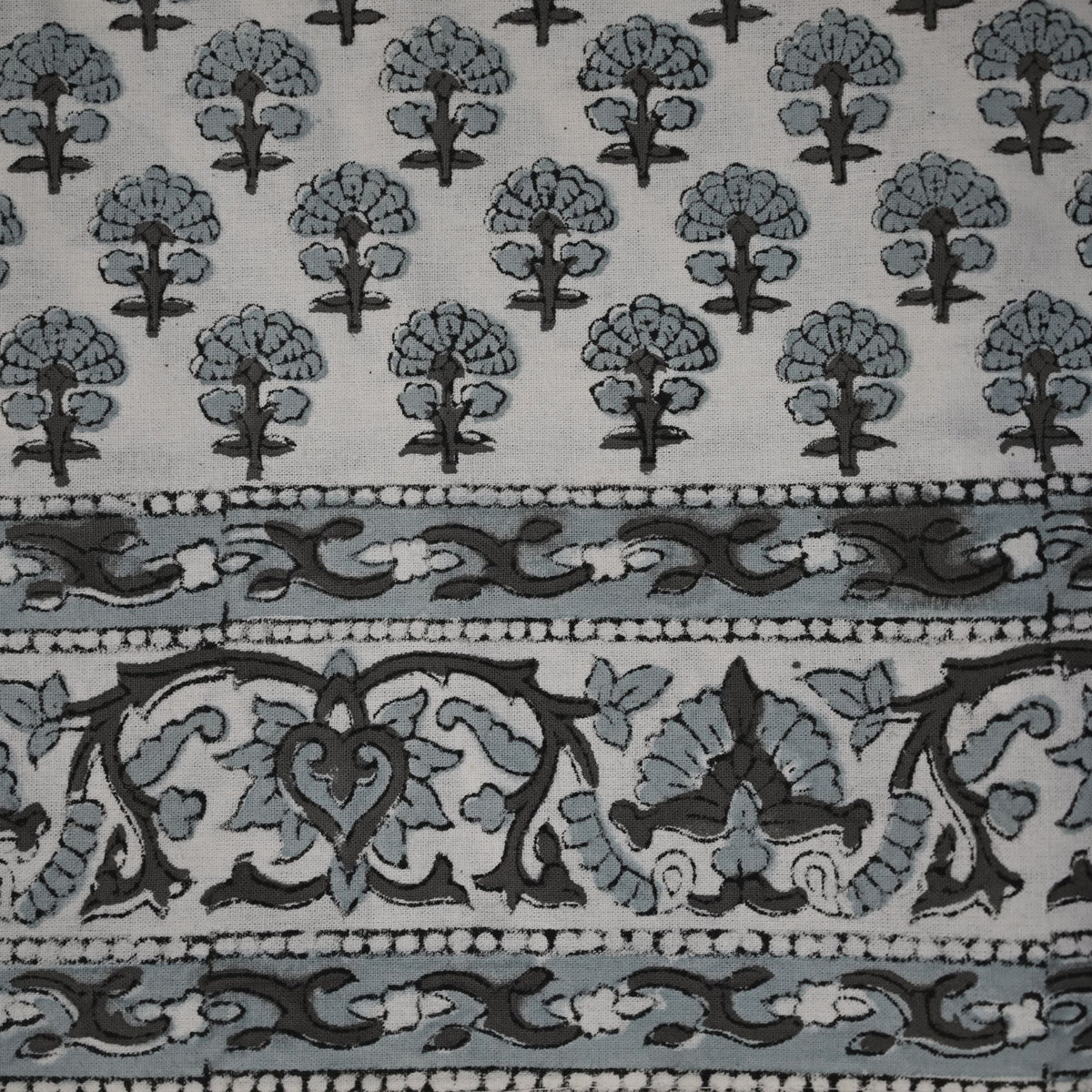 Terry Greyish-Black Cotton Tablecloth - Three Border