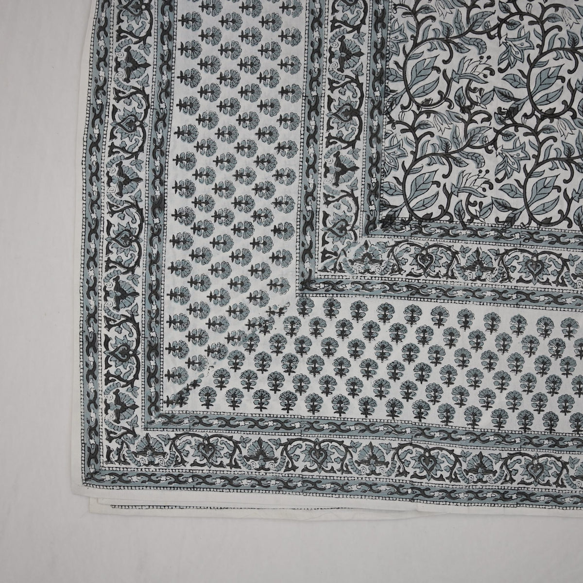 Terry Greyish-Black Cotton Tablecloth - Three Border