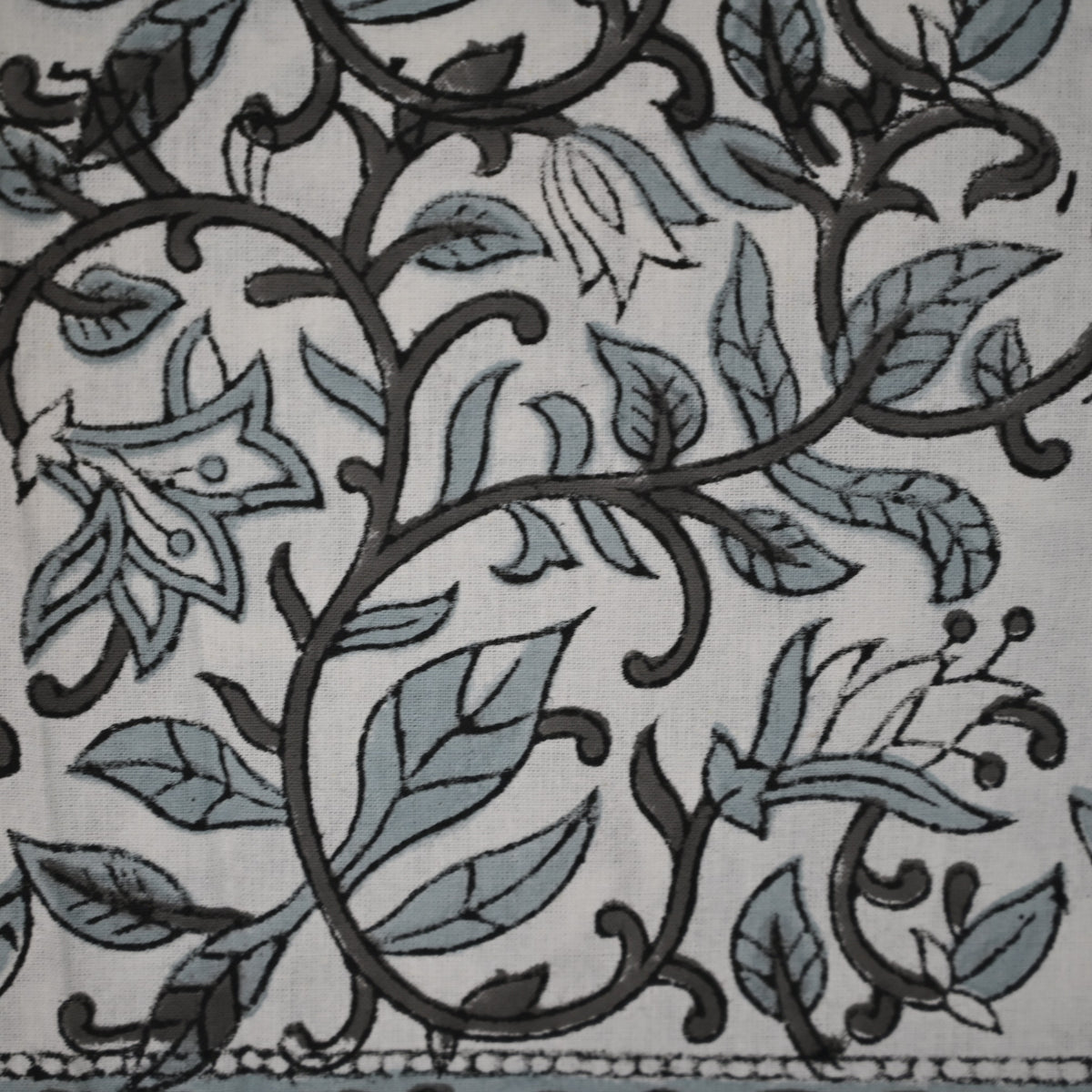 Terry Greyish-Black Cotton Tablecloth - Three Border