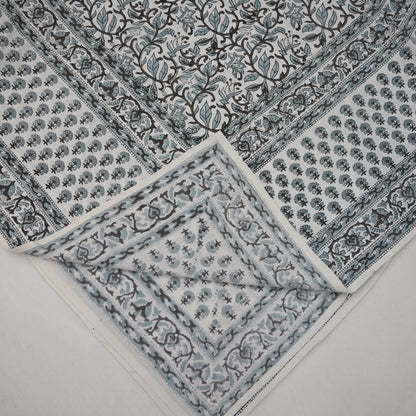 Terry Greyish-Black Cotton Tablecloth - Three Border