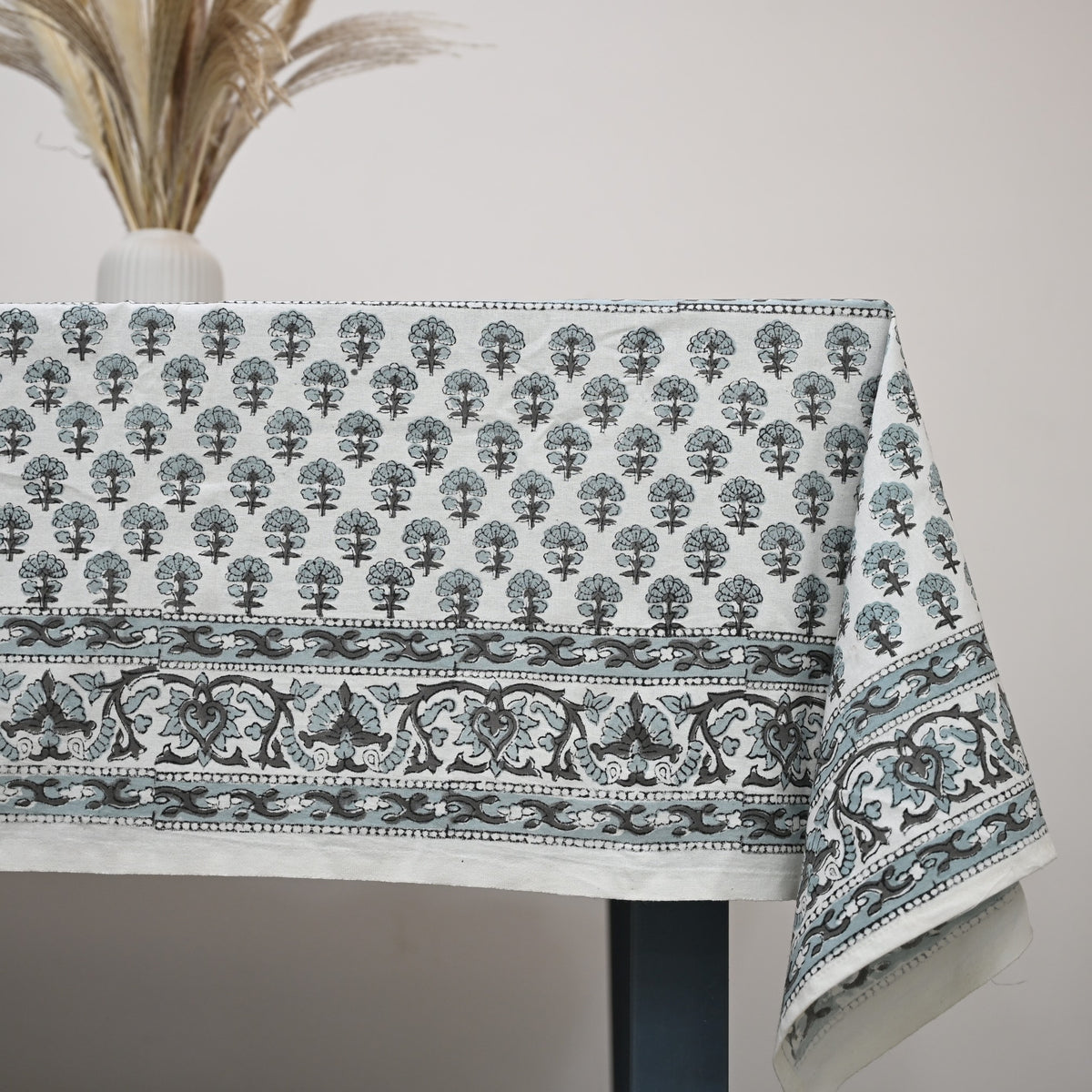 Terry Greyish-Black Cotton Tablecloth - Three Border