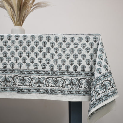 Terry Greyish-Black Cotton Tablecloth - Three Border
