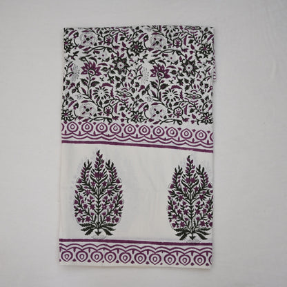 Solace Floral Purple Cotton - Tablecloth - Three Border