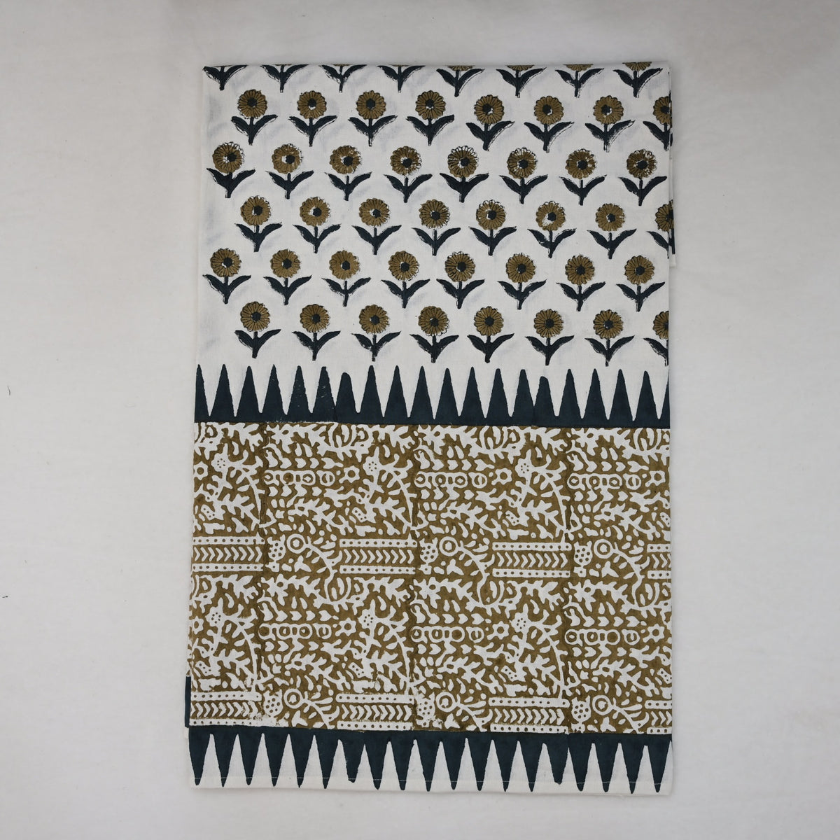 Ravell  Floral Mustard Yellow Cotton Tablecloth - Three Border