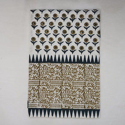 Ravell  Floral Mustard Yellow Cotton Tablecloth - Three Border