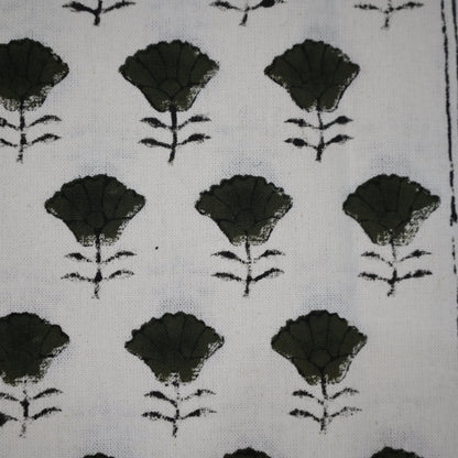 Leoy Floral Black Cotton Tablecloth - Three Border