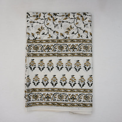 Ariana Mustard Yellow Cotton Tablecloth - Three Border
