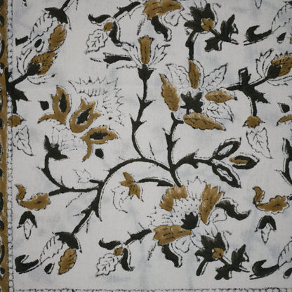 Ariana Mustard Yellow Cotton Tablecloth - Three Border