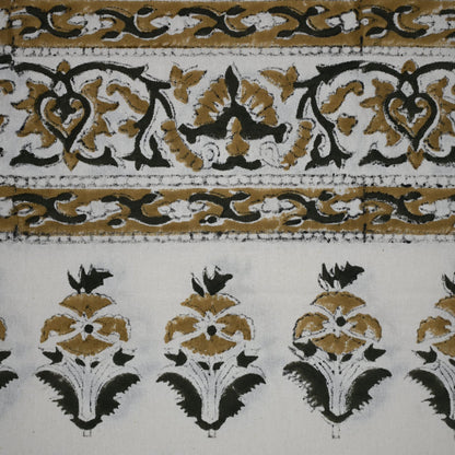 Ariana Mustard Yellow Cotton Tablecloth - Three Border
