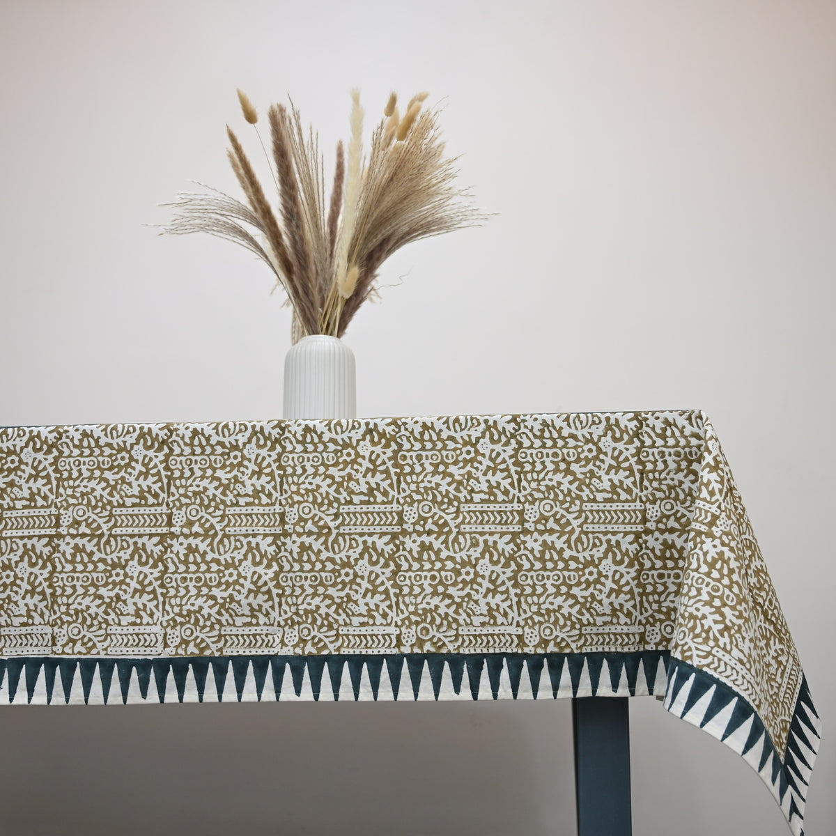 Ravell  Floral Mustard Yellow Cotton Tablecloth - Three Border