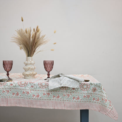 Nexoa Dusty Rose Cotton Tablecloth - Two Border