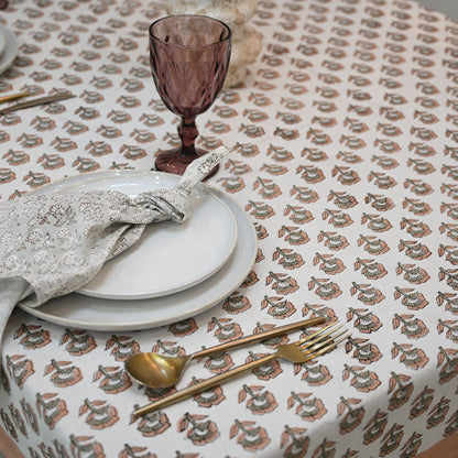 Rotceh  Peach  Cotton Tablecloth - Single Border