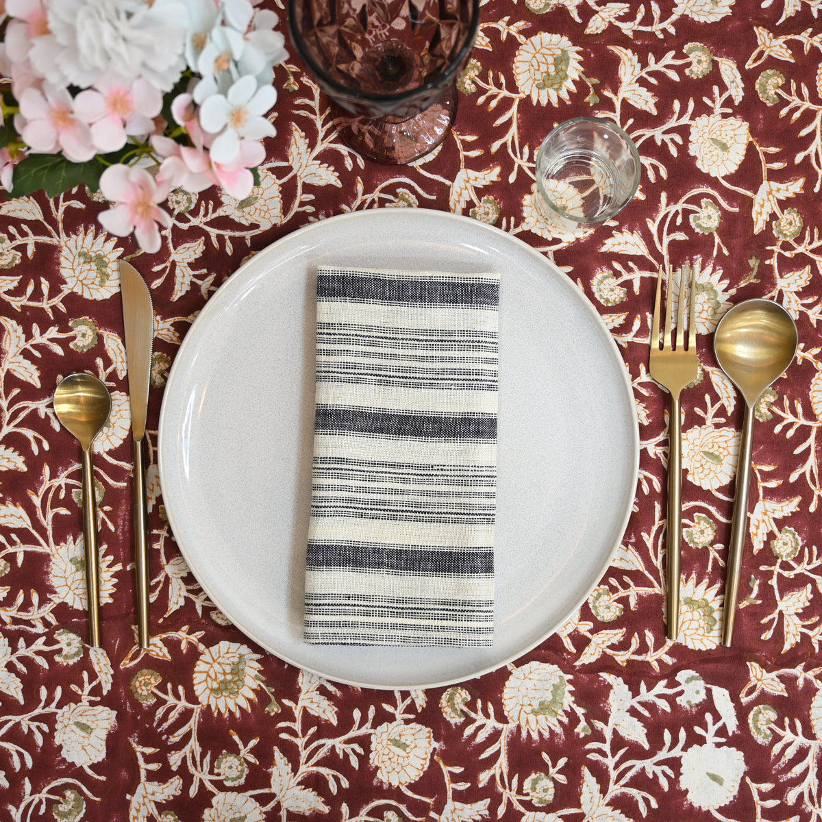 Declan Striped Linen Dinner Napkin