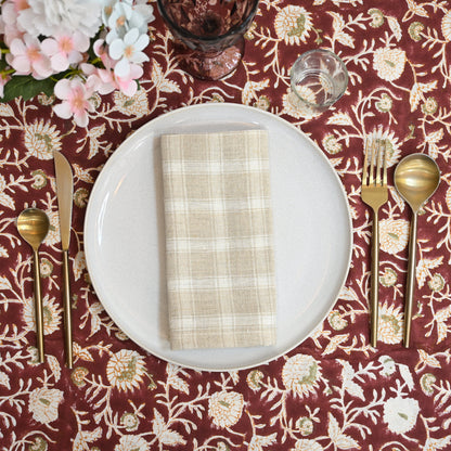 Elliott Checked Linen Dinner Napkin