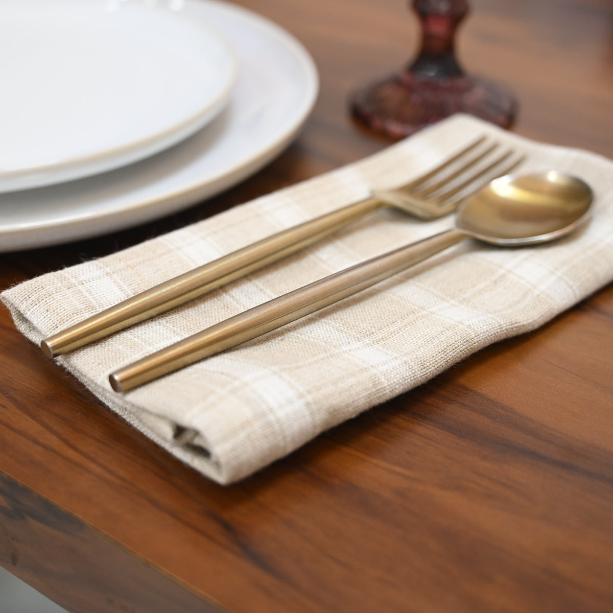 Elliott Checked Linen Dinner Napkin
