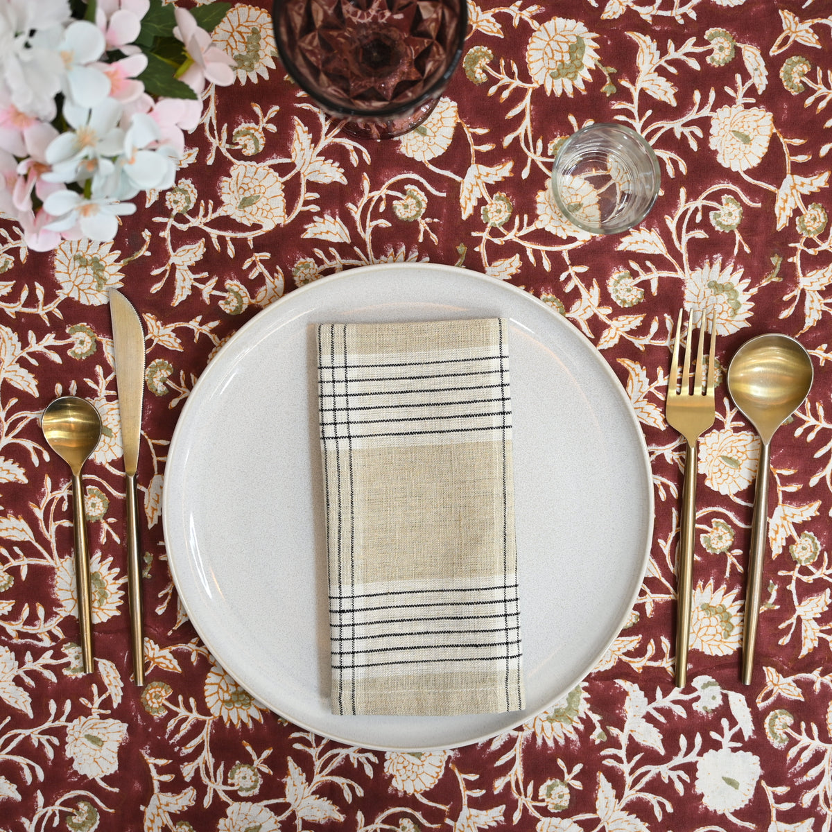 Emmett Checked Linen Dinner Napkin