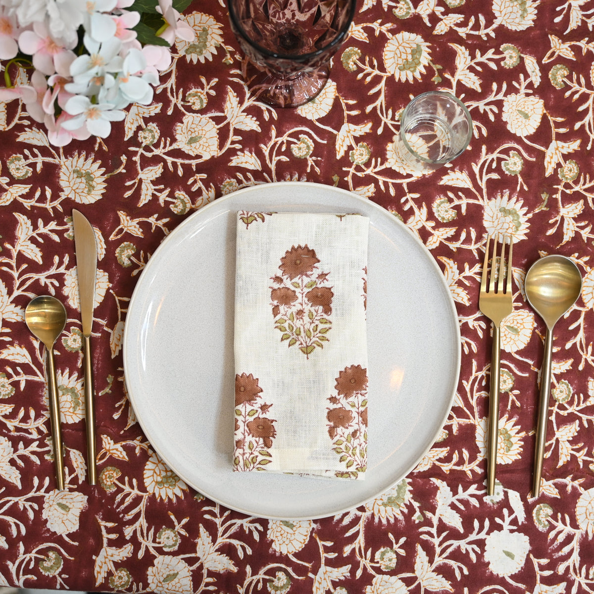 Graham Floral Booti Linen Dinner Napkin