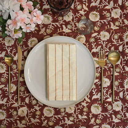 Jude Striped Linen Dinner Napkin