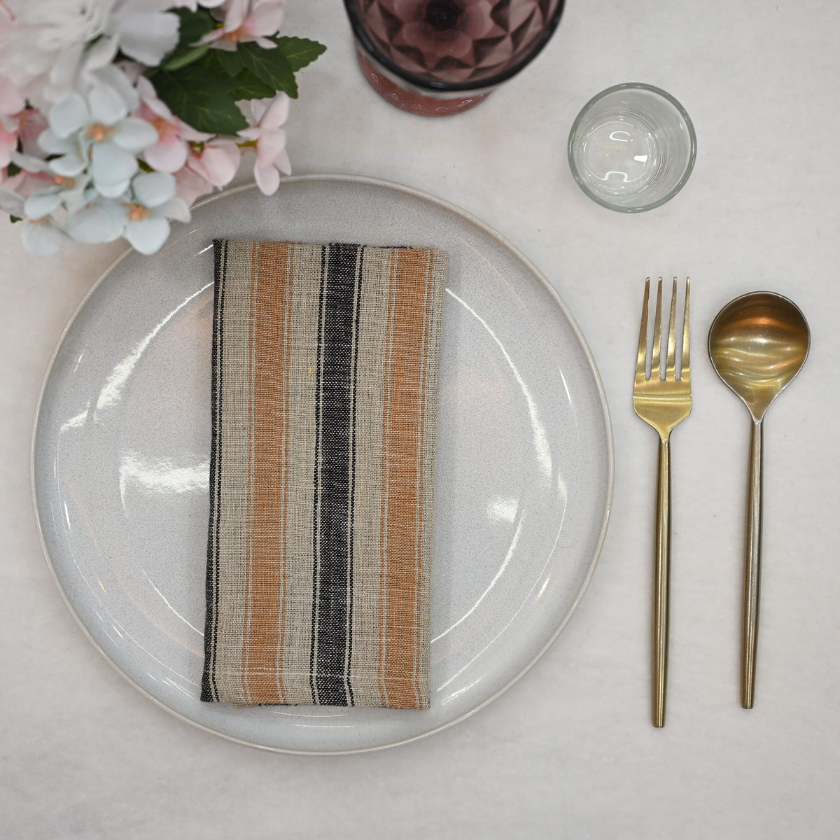 Micah Checked Linen Dinner Napkin