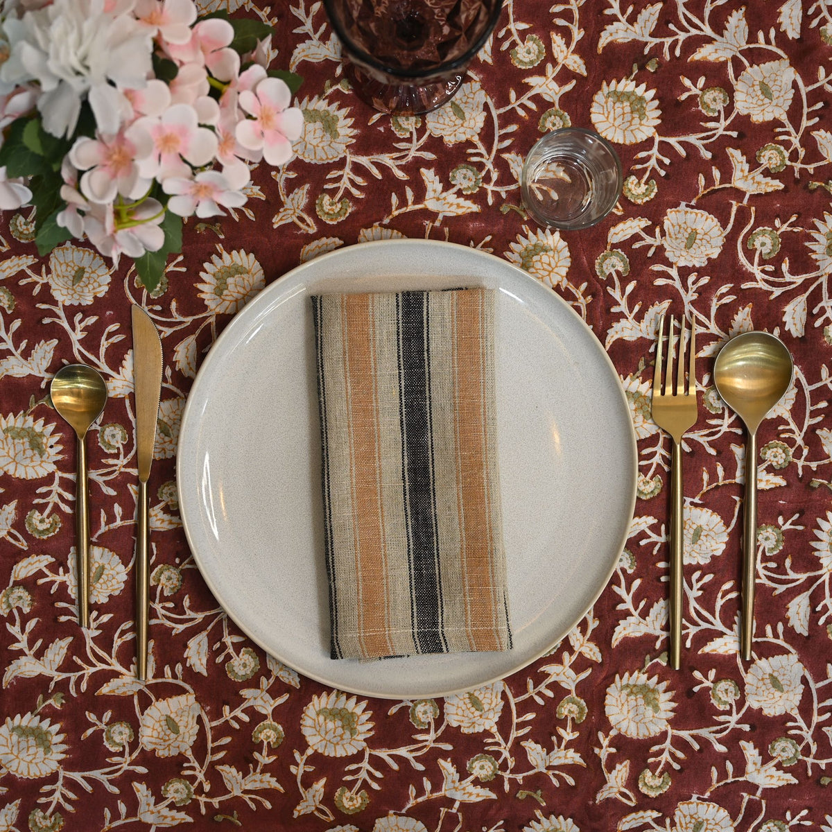Micah Checked Linen Dinner Napkin