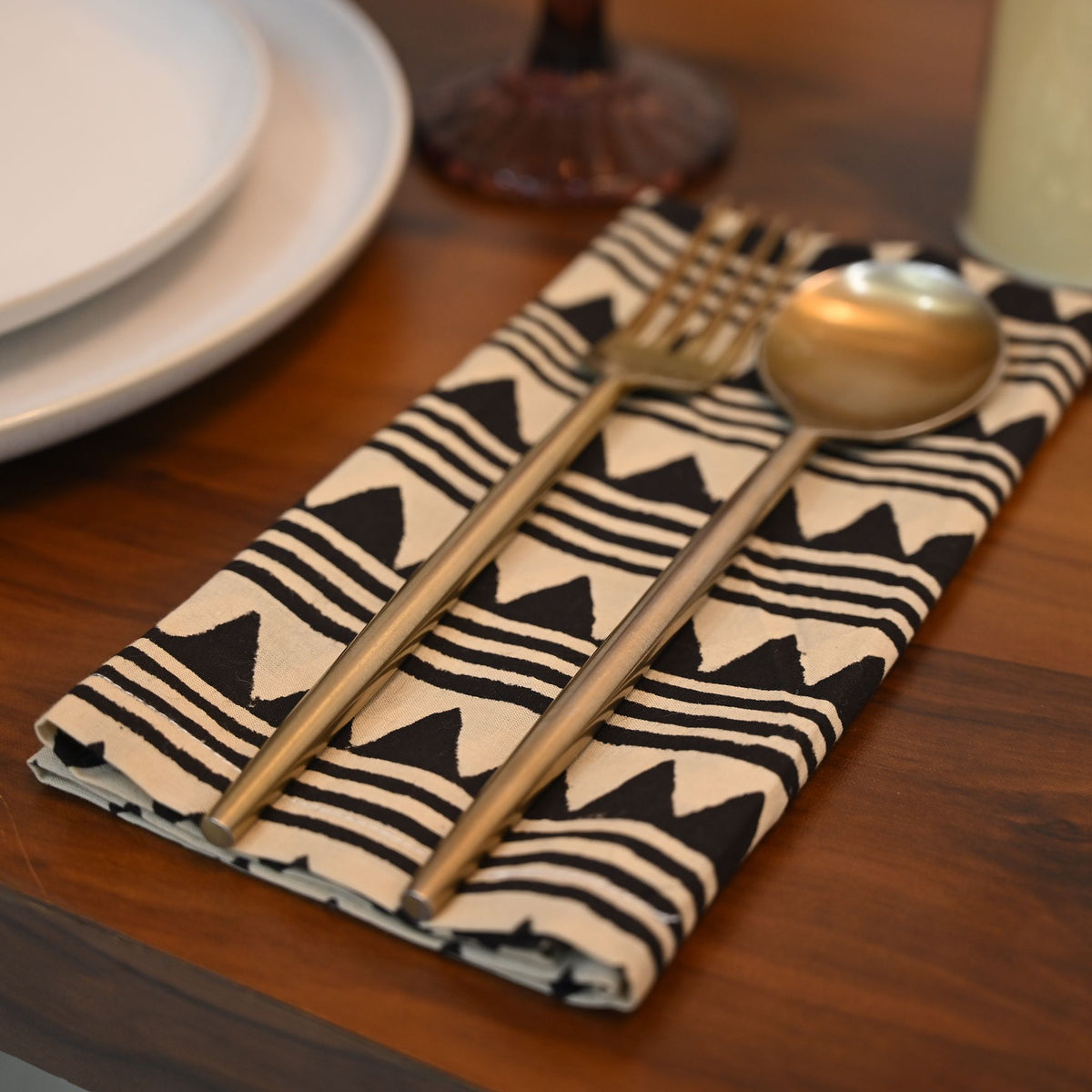 Bridger Geometric Cotton Dinner Napkin