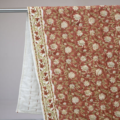 Ariel Floral Hand Block Printed Quilt