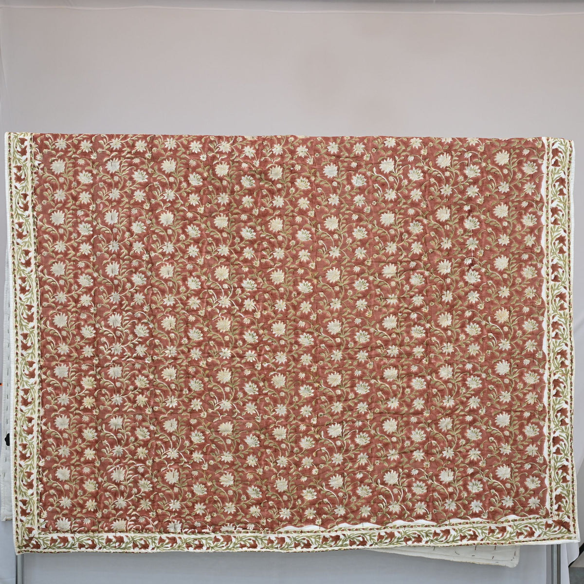 Ariel Floral Hand Block Printed Quilt