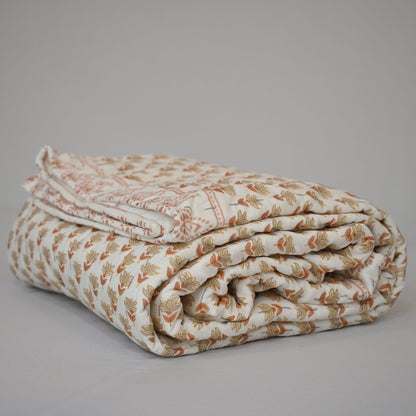 Clara Botanical Hand Block Printed Quilt