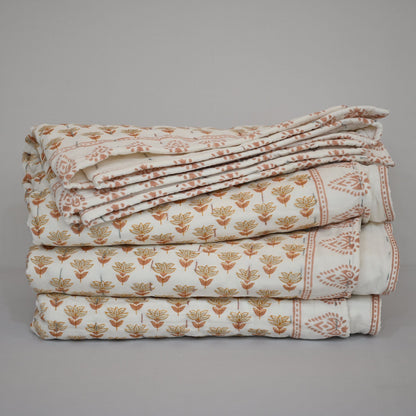 Clara Botanical Hand Block Printed Quilt